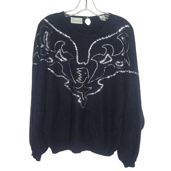 Vintage Shenanigans lambswool angora blend sequined batwing sweater - large - Picture 1 of 5